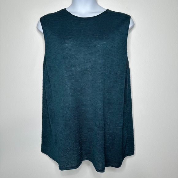 Eileen Fisher Tops - Eileen Fisher Silk Knit Round Neck Tank Sweater Top 3X Teal Textured